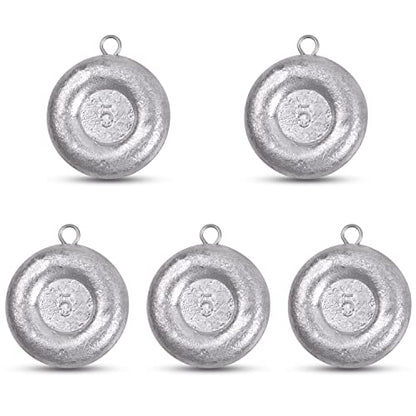 Disc Sinkers Fishing Weights, Coin Sinkers Weights Saltwater Surf Fishing Weights Catfishing Gear Tackle 8oz 6oz 5oz 4oz 3oz 2oz 1oz - style: 5oz-5pack