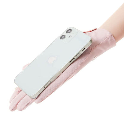Women Fingless UV Protection Sunblock Gloves,Non-Slip Driving-Gloves Cyling - color: Pink-full Finger