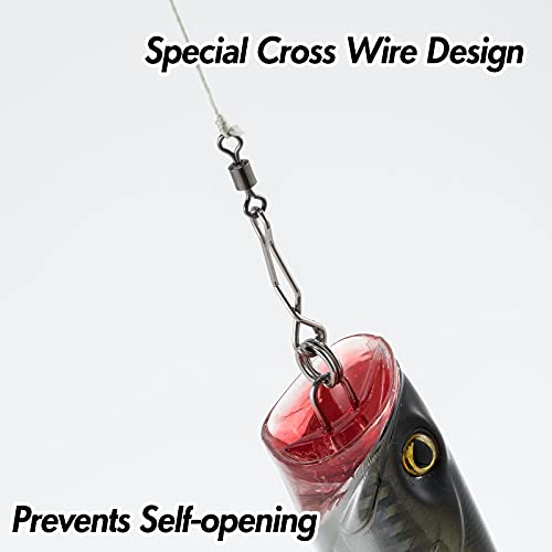 Dr.Fish 20 Pack Fishing Speed Clips with Barrel Swivel, Stainless Steel Lure Quick Clips Snap Swivels Freshwater - size: #4-77LB