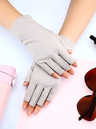 Maxdot Sun Gloves for Women UV Protection Fingerless Non Slip Sunscreen Driving Gloves for Summer Outdoor - style: Gray