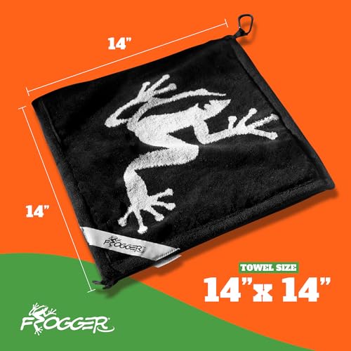 Frogger Amphibian 2-in-1 Golf Towel with Wet and Dry Technology, Blue/Black, Premium Golf Bag Accessory with Carabiner Clip, Ultra Absorbent, for Golf Dads - color: Blue/Black