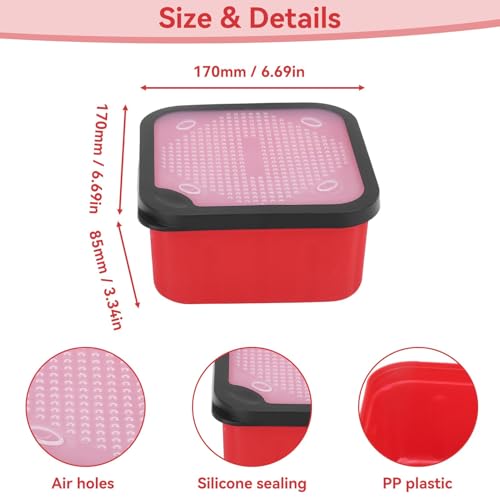 HERCHR Fishing Live Bait Box, Fishing Bait Storage Box Bait Bucket Worm Bait Station Container with Air Hole for Fishing Lure Worm Maggot - size: 170*170*85mm