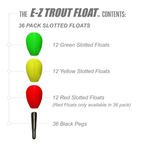 Trout Magnet E-Z Trout Floats - 36 Easy to Adjust Slotted Fishing Bobbers - Freshwater and Saltwater Teardrop Fishing Strike Indicators - Made in The USA by Leland's Lures - Ultra-Responsive Floats - size: 36 pack