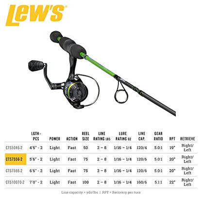 Lew's Crappie Thunder Spinning Reel and Fishing Rod Combo, 2-Piece IM6 Graphite Blank, Right or Left-Hand Retrieve - style: 5'6"