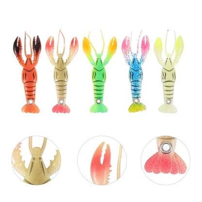 SOLUSTRE 5pcs Soft Crawfish Fishing Lures Set, Reusable Bionic Soft Baits with 5 Sizes (#1-#5) for Freshwater Fishing, Portable Artificial Swim Baits for Outdoor Anglers
