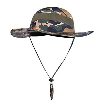 YR.Lover Outdoor UV Sun Protection Wide Brim Fishing Cap with Removable Flap - color: Camouflage