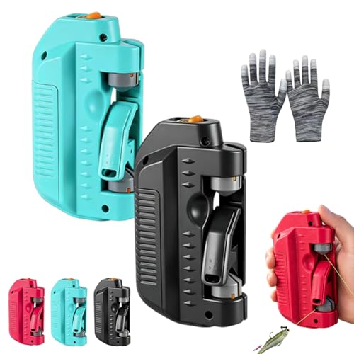 IBHOO Automatic Fishing Knot Tying Tool, 2026 Upgraded Easy Cast Knot Tying Tool, Portable Electric GT for PE Line and Leader Knots, for Saltwater Fishing Anglers - color: Blue+Black