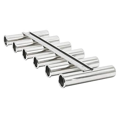 Amarine Made 6 Tube Stainless Steel Fishing Rod Rack Mirror Finish 316 Stainless Steel 6 Rod Rack