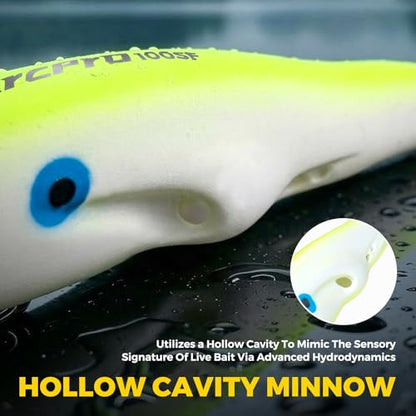Topwater Fishing Lures -Hard Swimbait,3 8/9in 1/2oz Floating Lure with Hollow Cavity for Scent Attractant, for Bass,Pike,Trout,Freshwater & Saltwater - color: Chaetodontidae