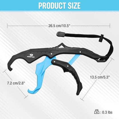 Mossy Oak 10.5'' Fishing Lip Gripper, Lightweight Nylon & Fiberglass Fish Grabber with Lanyard, Non-Slip Handle for Freshwater & Saltwater Fishing, Great Holder for Bass & Catfish - size: 1pc