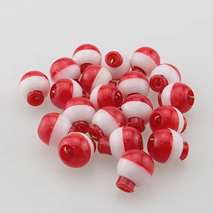 Fishing Bobber 20PCS Red and White ABS Plastic Snap-on Fishing Floats Bobber Round Buoy Fishing Tackle Accessories - size: 13mm