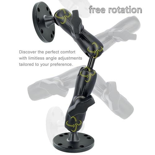 VAUBORTTI 1" Ball Mount for Garmin Striker 4,Aluminum Extension Arm with AMPS Round Plate – Fish Finder, ELD Mount – Compatible with RAM B Size Kit – T-Bolt Track System