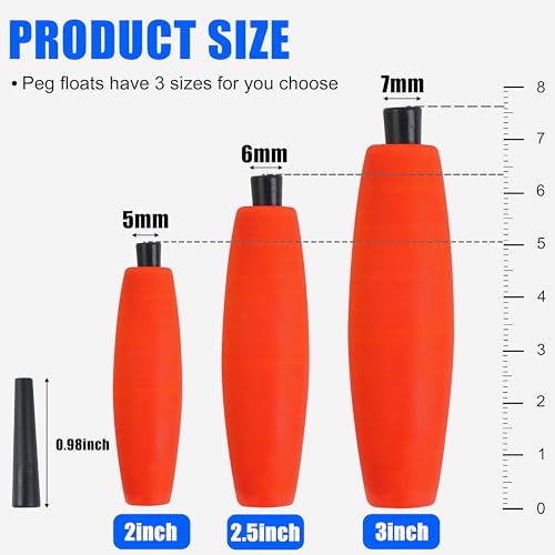 SILANON Peg Floats Fishing Bobbers,Foam Cigar Fishing Floats Bobbers Catfish Floats Slip Fishing Cork Bobbers with Pipe Plug for Catfish Santee Rig Freshwater Saltwater Fishing - size: 2.5 inch, style: Red-30pcs
