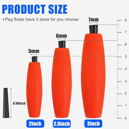 SILANON Peg Floats Fishing Bobbers,Foam Cigar Fishing Floats Bobbers Catfish Floats Slip Fishing Cork Bobbers with Pipe Plug for Catfish Santee Rig Freshwater Saltwater Fishing - size: 2.5 inch, style: Red-30pcs