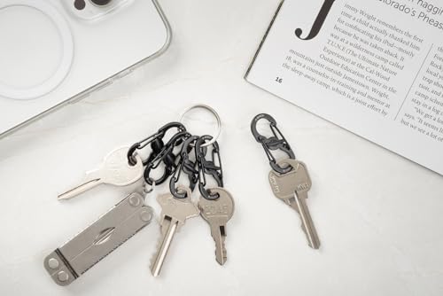 Nite Ize S-Biner MicroLock Stainless Steel - Durable Key Holder Carabiner Clip - S-Biner with Locking Gates - Durable & Strong Mini Carabiners for Keychain Accessories - Black (5 Pack)