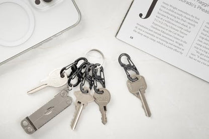 Nite Ize S-Biner MicroLock Stainless Steel - Durable Key Holder Carabiner Clip - S-Biner with Locking Gates - Durable & Strong Mini Carabiners for Keychain Accessories - Black (5 Pack)