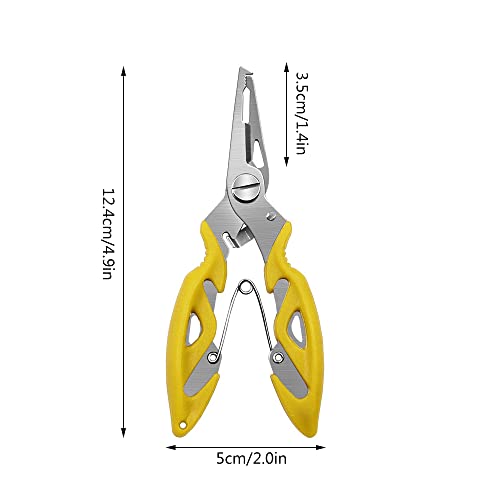SagaSave Fishing Pliers Scissors Braid Cutters Lightweight Stainless Steel Fishing Tools Split Ring Pliers Hook Remover Multi-Tools Fishing Gripper