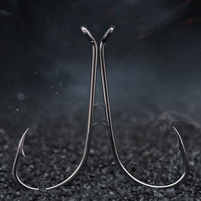 Baitholder Fishing Hooks 100 Pack - Double-Barbed Long Shank for Bluegill Bass Trout Walleye Black/Red, 8/0-#8 - color: 2-Black, size: 3/0 100-Pack