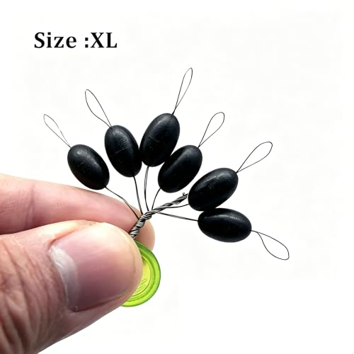 Super Big Fishing Stops Soft Silicone Luminous Glow Fishing Bobber Stopper,6 in 1 Beads Float Sinker Stops - color: Black, size: M-300PCS