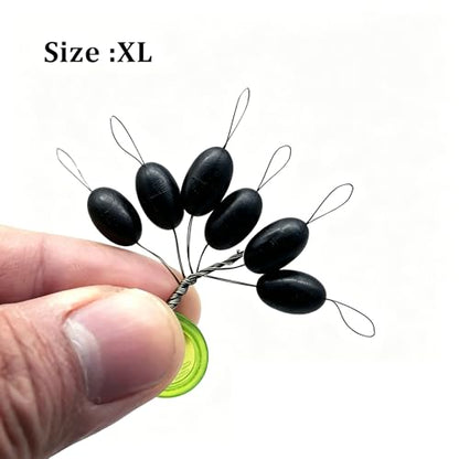 Super Big Fishing Stops Soft Silicone Luminous Glow Fishing Bobber Stopper,6 in 1 Beads Float Sinker Stops - color: Black, size: XL-300PCS