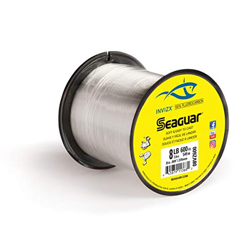 Seaguar InvizX Multi-Species Fishing Line for Casting, Live Bait, Freshwater, 100% Fluorocarbon, Clear, Multiple Sizes - size: 8lbs/600yds