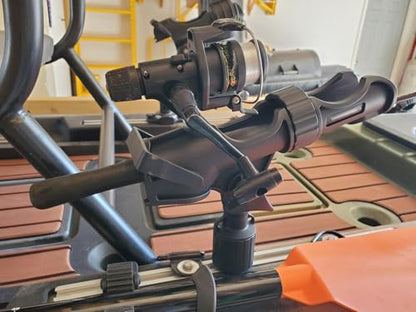 New Upgrade 360 Degrees MiniPort Fishing Rod Holder with Mini Rod Holder,Rod Holder with Track Mounting Base Kit with Installation Accessories and Tools - style: Reinforced - Round Base
