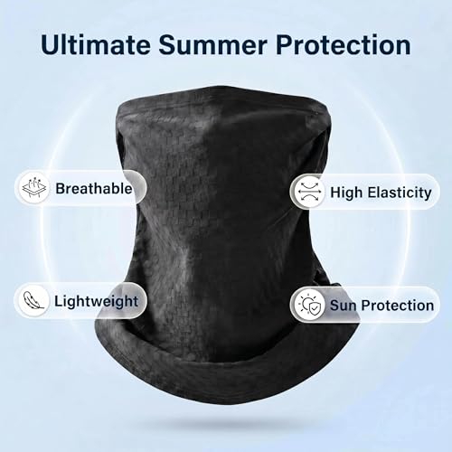 Fishing Hat with Summer Breathable Neck Gaiter, Wide Brim Sun Hat for Men & Women, Outdoor UV Sun Protection Hat & Face Mask - color: Black