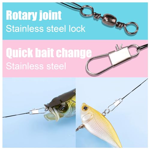 30pcs Fishing Leaders, Stainless Steel Leader Wire with Swivel Buckle Fishing Leaders Line Connecting Fishing Tackle Lure or Hook, for Saltwater and Freshwater (Black) - size: 7.48 Inch