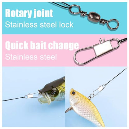 30pcs Fishing Leaders, Stainless Steel Leader Wire with Swivel Buckle Fishing Leaders Line Connecting Fishing Tackle Lure or Hook, for Saltwater and Freshwater (Black) - size: 7.48 Inch