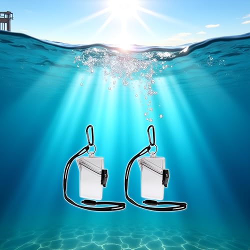 2Pcs Clear Waterproof ID Card Badge Holder Case Waterproof Sports Case Vertical Badge Holders with Lanyard and Keychain, Labels, Office School Supplies Identification Badges and Supplies（Transparent）