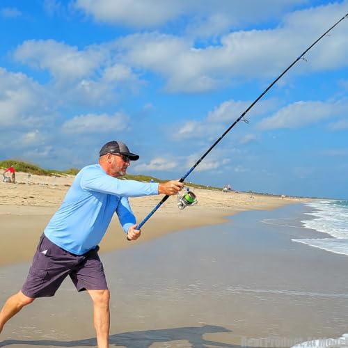 Surf Rod Saltwater 9ft- 4-Piece Carbon Fiber Surf Fishing Rods, Portable Travel Surf Spinning Rod with 20-40lb Power Green Blue - color: Blue, size: 10FT Surf Rod