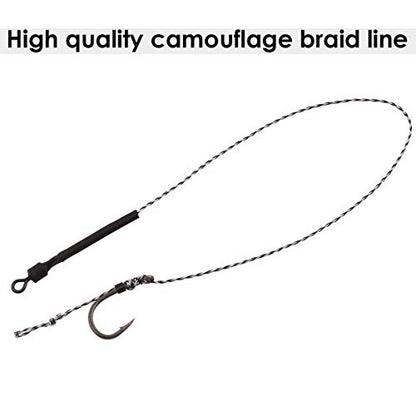 Carp Fishing Hair Rigs, 20 Pcs Curved Barbed Carp Hook Anti-Tangle Swivel Braided Thread line with 3 Card Boilie Bait Stops Dumbell Stoppers and Stringer Needle - color: Barbed, size: Mixed (2# 4# 6# 8#）