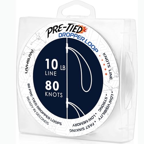 10 lb Pre-Tied Dropper Loop Knots Line. Fishing Line Spool. Loops 16 Inches Apart with 5.5 Inch Loop Size. Perfect for Saltwater & Freshwater Fishing, Snapper & Other Bottom Feeding Fish