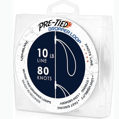 10 lb Pre-Tied Dropper Loop Knots Line. Fishing Line Spool. Loops 16 Inches Apart with 5.5 Inch Loop Size. Perfect for Saltwater & Freshwater Fishing, Snapper & Other Bottom Feeding Fish