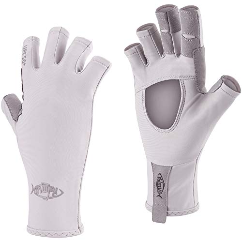 Palmyth UV Protection Fishing Fingerless Gloves UPF50+ Sun Gloves Men Women for Kayaking, Hiking, Paddling, Driving, Canoeing, Rowing - color: Air Light Gray, size: Small