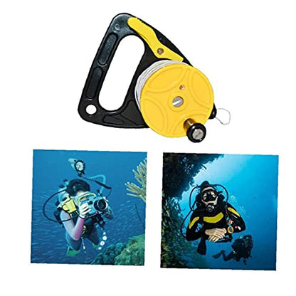 NIDONE Fishing Line Winder Spooler Fishing Line Fishing Line Spooler Machine Dive Reel with Thumb Stopper High Visibility 150ft White Line Multi Purpose for Cave and Wreck Exploration