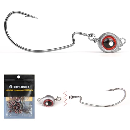 15-Sets Detachable Fish Head Swimbait Jig Heads - Weedless EWG Hooks Kit for Fishing (15 Fish Eye Weights + 15 Hooks) - size: 3/16oz