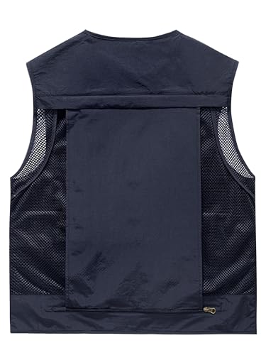 Lucrosun Men's Lightweight Outdoor Fishing Vest Utility Safari Vest with Pockets - color: Darkblue, size: Medium