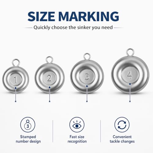 Fishing Weights, Disc Sinkers, Lead Fishing Sinkers & Weights for Saltwater & Freshwater, Flat Coin Sinkers for Bottom Fishing, Assorted Sizes - size: 2oz-8 Pcs