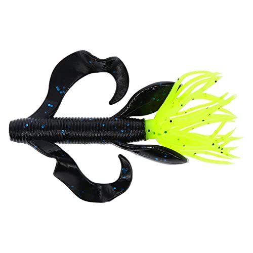 Yamamoto Custom Baits 4" Kreature Soft Creature Bait, 7-Pack, Bass Fishing Soft Plastic Lure, Multiple Colors - color: BLACK W/ BLUE FLAKE BODY/156 TAIL (7 PACK)
