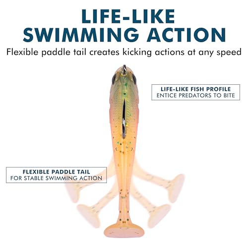 Pre-Rigged Soft Fishing Lures, Easy Catch Swimbaits for Bass Trout | Paddle & Curly Tail, Swim Baits for More Bites, Freshwater & Saltwater Fishing Bait, Crappie Walleye Pike Lures, Value Pack - color: A-2"-0.16oz