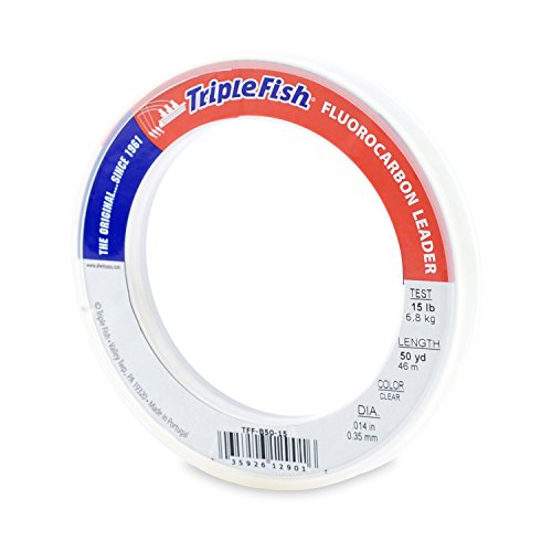 Triple Fish 100% Fluorocarbon Fishing Leader - Clear Invisible Strong and Heavy Duty Highly Abrasion Resistant, Fast Sinking Freshwater & Saltwater - style: 15 Lb, 50 Yd Bracelet