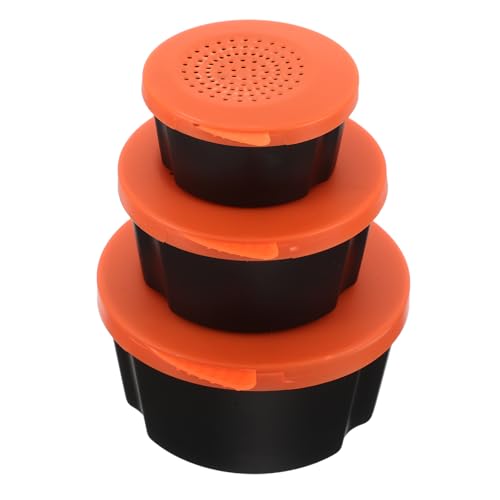 DECHOUS 3pcs Fishing Worm Storage Box Set, Breathable Plastic Live Bait Containers with Holes, Portable Red-Orange Bait Holder for River and Sea Fishing Accessories