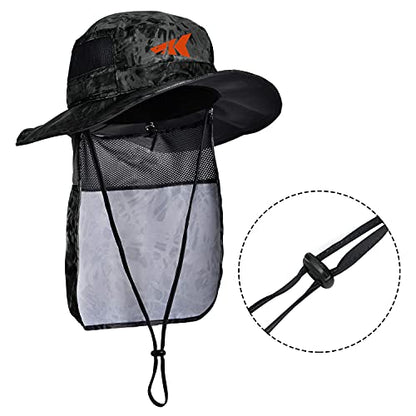 KastKing Sol Armis UPF 50 Boonie Hat - Sun Protection Hat, Fishing Hat, Beach & Hiking Hat, Paddling - color: T: Blackout, size: With Neck Shield
