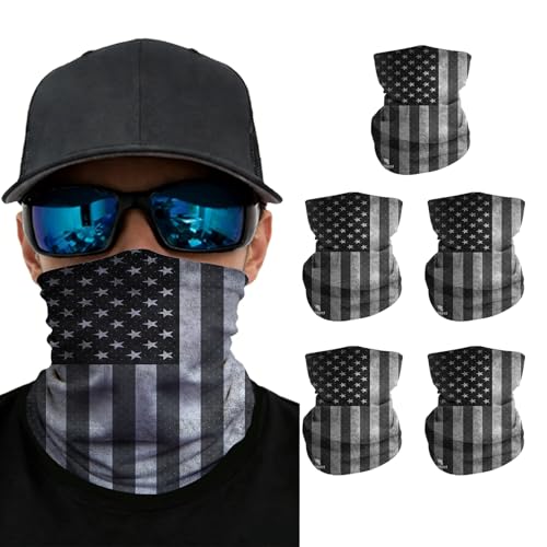 Summer Cooling Neck Gaiter UV 50+ Sun Protection Breathable Mesh Face Mask - color: 5pcs-flag-2