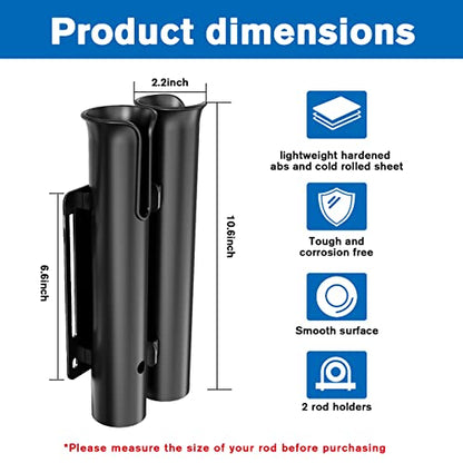 Fishing Rod Holder, Secures Fishing Pole to Bicycle,2 Tubes Rod Holder, Holds 2 Rods, Easy to Mount, Rod Rack for Bicycle Fishing
