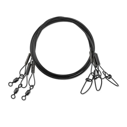 AFW Surflon Fishing Leaders – Black Nylon Coated Stainless Steel Wire, Swivel & Snap, 3 Pack, Variety Pack – Strong Leader Line for Catfishing & Toothy Game Fish - size: 60 lb, style: 36 Inch