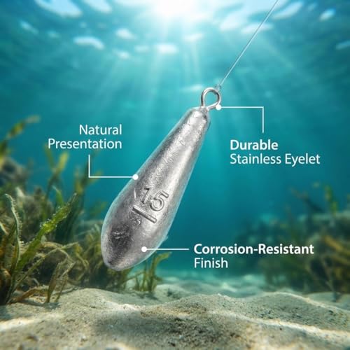 Teardrop Drop Shot Sinkers – Lead Fishing Weights & Sinkers for Bass, Catfish & Surf Fishing – Freshwater & Saltwater – 10 Sizes 1/2oz to 7oz, More Per Pack - style: 15g/1/2oz – 20pcs