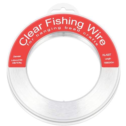 KLASIT Fishing Line 788FT,Invisible Monofilament Fishing Wire,Supports 43 Pounds Strong Nylon Invisible Thread for Hanging Decorations,Balloon Garland,Crafts,Picture Display - style: 0.45mm/788ft/43lb