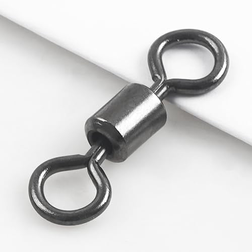 Barrel Swivels Fishing Tackle, 20/80pcs Heavy Duty Fishing Swivel Connector Stainless Steel Black Nickel Rolling Swivels Saltwater Freshwater 30-1322lb - size: 80pcs--6/0--350lb